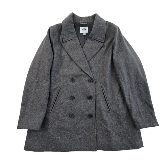 Old Navy Wool Blend Pea Coat Women's XL Double Breasted Gray Grey NWOT Vented - Picture 1 of 15